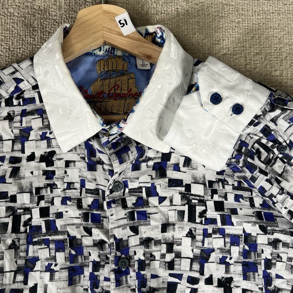 Robert Graham Sailboat Wine Bottle Flip Cuff Button Up Shirt Mens L Classic Geo - Picture 1 of 13